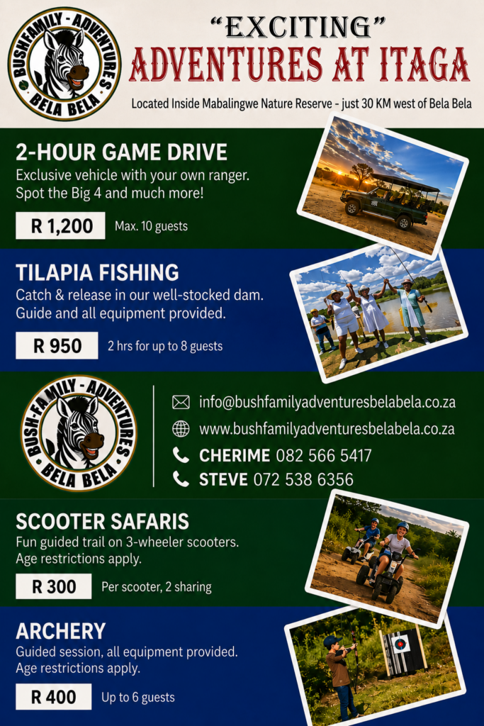 Rates & Special Packages - Bush Family Adventures Bela-Bela